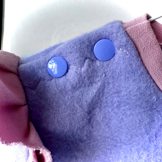 Handmade Baby Sweatshirt (6–9 Months) – Purple & Pink with Ruffles