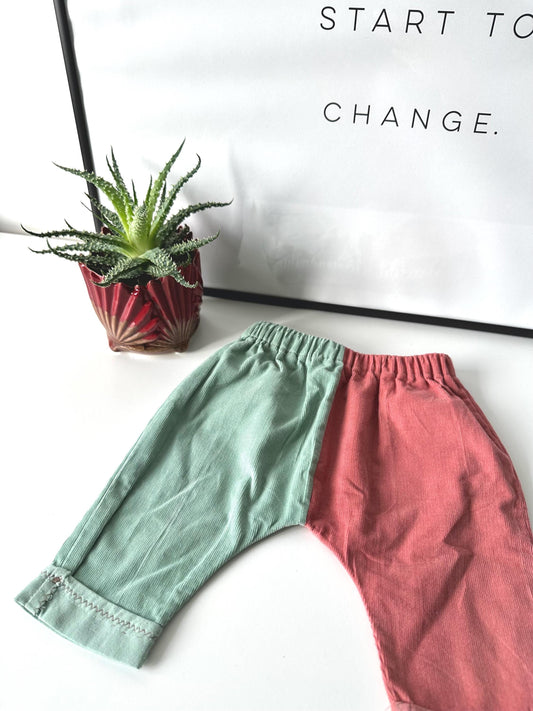 Handmade Baby Tunic & Bottoms Set – Upcycled Needlecord (0-3 Months)