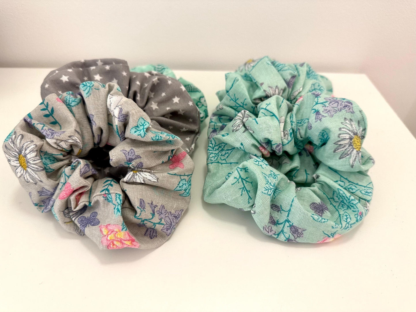 Turquoise Blossom - Handmade Scrunchie
