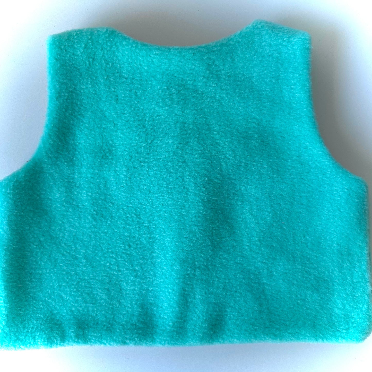 Handmade Fleece Baby Vest (6-9 Months) - Vibrant Turquoise with Strawberry Lining