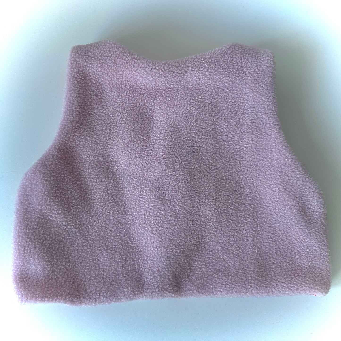 Handmade Fleece Baby Vest (6-9 Months) - Rose Pink with Strawberry Lining